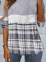 Women's Long Sleeve Tee T-shirt Spring/Fall Plaid Jersey Crew Neck Daily Going Out Casual Top