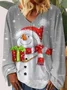 Women's Long Sleeve Tee T-shirt Spring/Fall Christmas Snowman Jersey V Neck Daily Going Out Casual Top