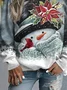 Women's Crew Neck Christmas Snowman Casual Spring/Fall Long Sleeve Sweatshirt