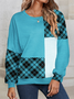 Women's Crew Neck Plaid Casual Spring/Fall Long Sleeve Sweatshirt