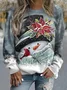 Women's Crew Neck Christmas Snowman Casual Spring/Fall Long Sleeve Sweatshirt