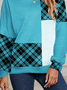 Women's Crew Neck Plaid Casual Spring/Fall Long Sleeve Sweatshirt