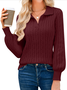 Plain Balloon Sleeve Casual Regular Fit Sweater