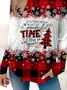 Women's Long Sleeve Tee T-shirt Spring/Fall Plaid Jersey Crew Neck Daily Going Out Casual Top