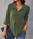 Women's Long Sleeve Blouse Spring/Fall Plain Cotton And Linen Shawl Collar Daily Going Out Casual Top