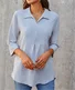 Women's Long Sleeve Blouse Spring/Fall Plain Cotton And Linen Shawl Collar Daily Going Out Casual Top