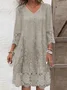 Women's Three Quarter Sleeve Spring/Fall Floral Denim Dress V Neck Daily Going Out Casual Mini H-Line