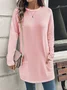 Women's Long Sleeve Blouse Spring/Fall Plain Jersey Crew Neck Daily Going Out Casual Top