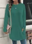 Women's Long Sleeve Blouse Spring/Fall Plain Jersey Crew Neck Daily Going Out Casual Top