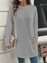 Women's Long Sleeve Blouse Spring/Fall Plain Jersey Crew Neck Daily Going Out Casual Top