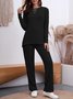 Slit Hem Knitted Long Sleeve Two Pieces Sets Suits