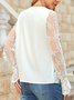 JFN V Neck Floral Lace Patchwork Elegant Shirt