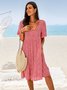 JFN V Neck Floral Beach Vacation Casual Mini Dress