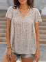 JFN V Neck Floral Loosen Daily Tunic Tops