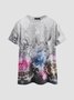 JFN Crew Neck Floral Dyed Daily T-Shirt/Tee 