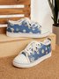JFN  Graphic-Print Denim Lace-Up Canvas   Women’s  Sneakers
