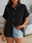 Solid Color Short Sleeve Casual Loose Shirt