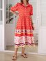 Pockets Cotton-Blend Short Sleeve Boho Weaving Dress