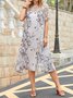 JFN Round Neck Floral Casual Midi Dresses 