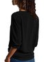 JFN V Neck Solid Color Casual Long Sleeve Blouse
