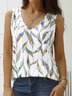 JFN V Neck Leaves Vacation Tank Top