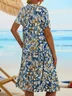 JFN Round Neck Abstract Floral Casual Midi Dress