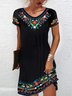 JFN O Neck Floral Tribal Casual Mexican Dress