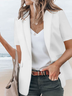 JFN Shawl Collar Comuting Casual Loose Solid Color Short-sleeved Blazer