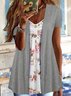JFN V Neck Floral Casual Buttoned RFake Two Pieces Tops