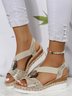 Autumn Snakeskin Vacation Braided Breathable Party Pu Wedge Sandals EVA Sandals for Women