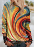 Women's Boho Long Sleeve Casual Tops Oil Painting Printed  