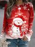 Women Christmas Santa Claus Crewneck Loose Long Sleeve Red Sweatshirts