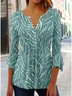 Women's Geometric Casual V-neck Daily Hot List A-Line Top Long Sleeve Henry Collar Polka Dots Stripes Tunic