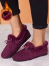 Women Christmas Winter Casual Non-Slip Furry Lined Flat Peas Shoes