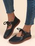 Simple Plus Size Beading Lace-Up Flat Mary Jane Shoes