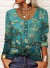 Loose Casual Crew Neck Floral Top