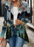 Landscape Print Shawl Collar Casual Other Coat