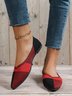 Color Block Breathable Mesh Fabric Pointed Toe Flat Shallow Shoes