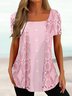 Lace Plain Square Neck Elegant Top