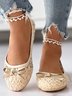 Elegant Hollow Out Lace Ballet Flats Bowknot Front Round Toe Shoes