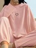 Comfortable and Soft Tops Pants Homewear Two-piece Set Plus Size