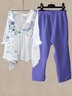 Cotton And Linen Butterfly Casual Regular Fit Two-Piece Set