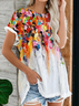 Loose Floral Crew Neck Casual Shirt