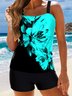 Casual Floral Printing  Scoop Neck Tankini