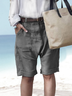 Plain Linen Zipper Cotton And Linen Shorts