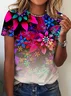 Crew Neck Floral Casual Loose T-Shirt