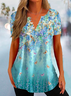 Loose Casual V Neck Floral T-Shirt