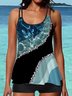 Casual Abstract Printing Scoop Neck Tankini