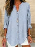 Women's Long Sleeve Shirt Spring/Fall Striped Buckle Shirt Collar Daily Going Out Casual Top