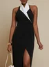 Women's Sleeveless Summer Color Block Hollow Out Dress Shawl Collar Commuting Going Out Urban Maxi H-Line